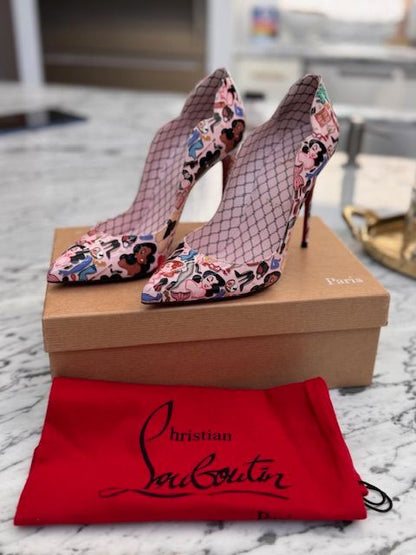 CHRISTIAN LOUBOUTIN DESIGNER HEELS, 37.5 (US 7/7.5)