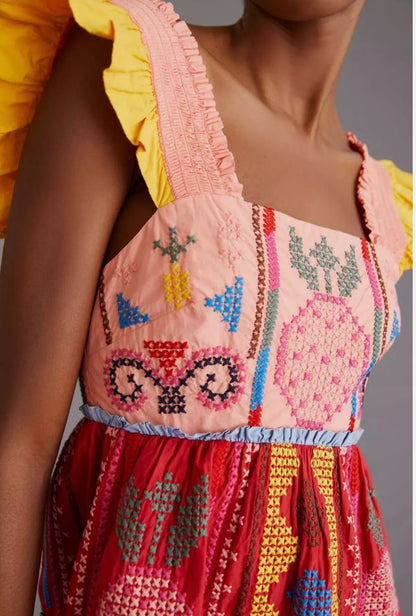 FARM RIO SHORT DRESS, SMALL