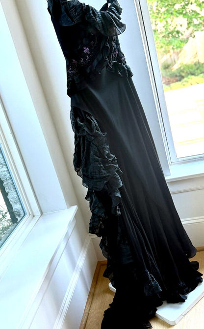christian lacroix black linen dress NWT Christian Lacroix Linen Maxi Dress Sz M